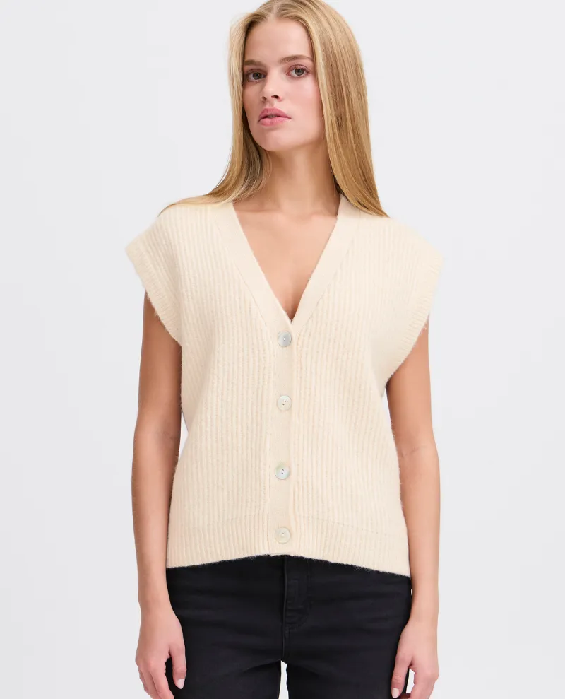 Ichi Povoke Birch Sweater Vest Cardigan