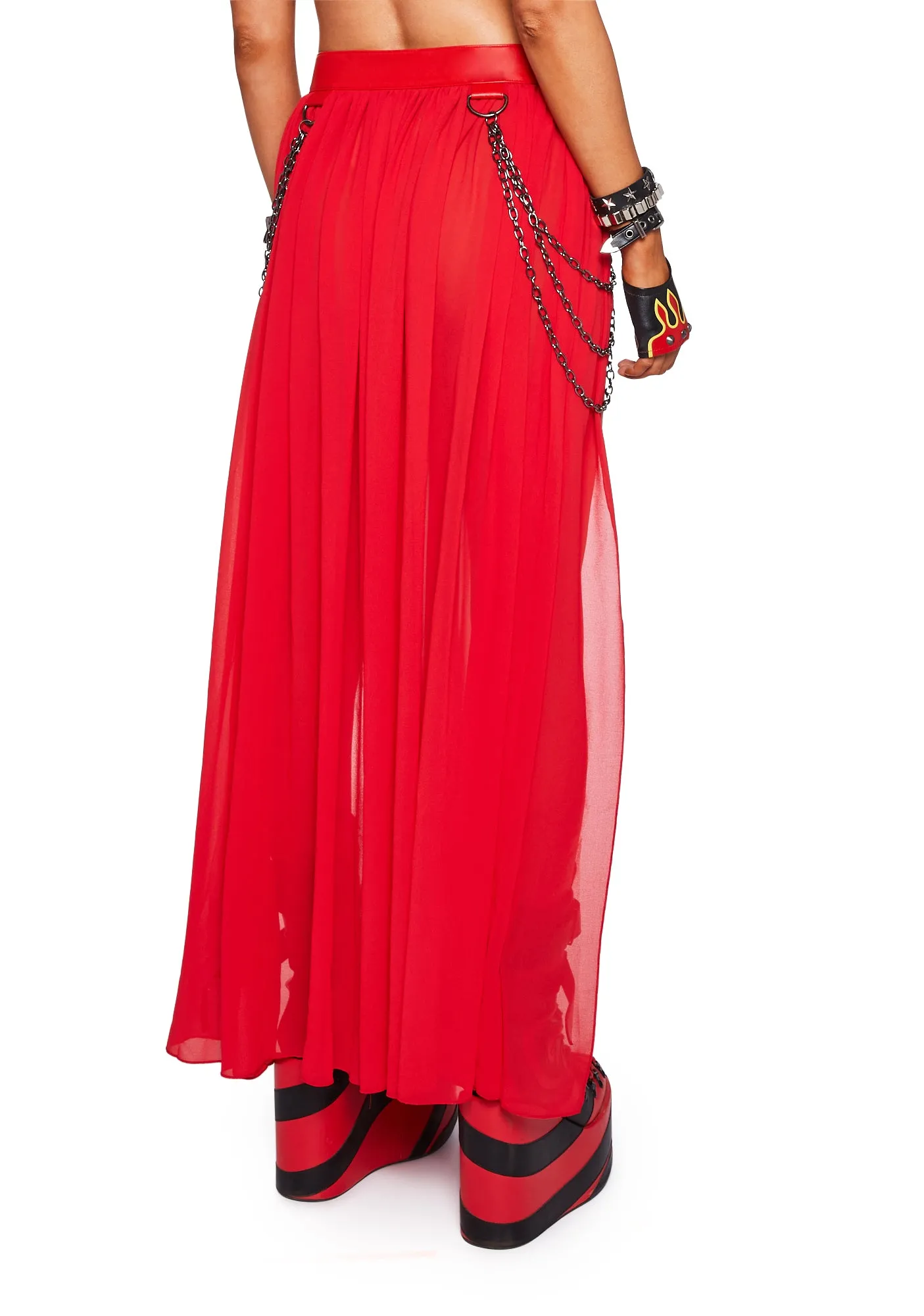 Immersed In Magic Maxi Skirt - Red