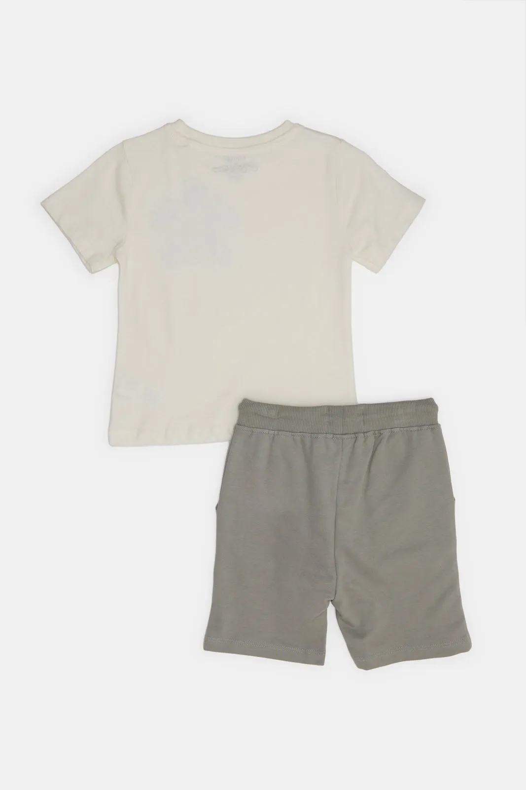 Infant Boys White Pocket T-Shirt And Short Pyjama Set (2 Piece)