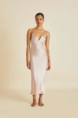 Issa Oyster Slip Dress in Silk Satin