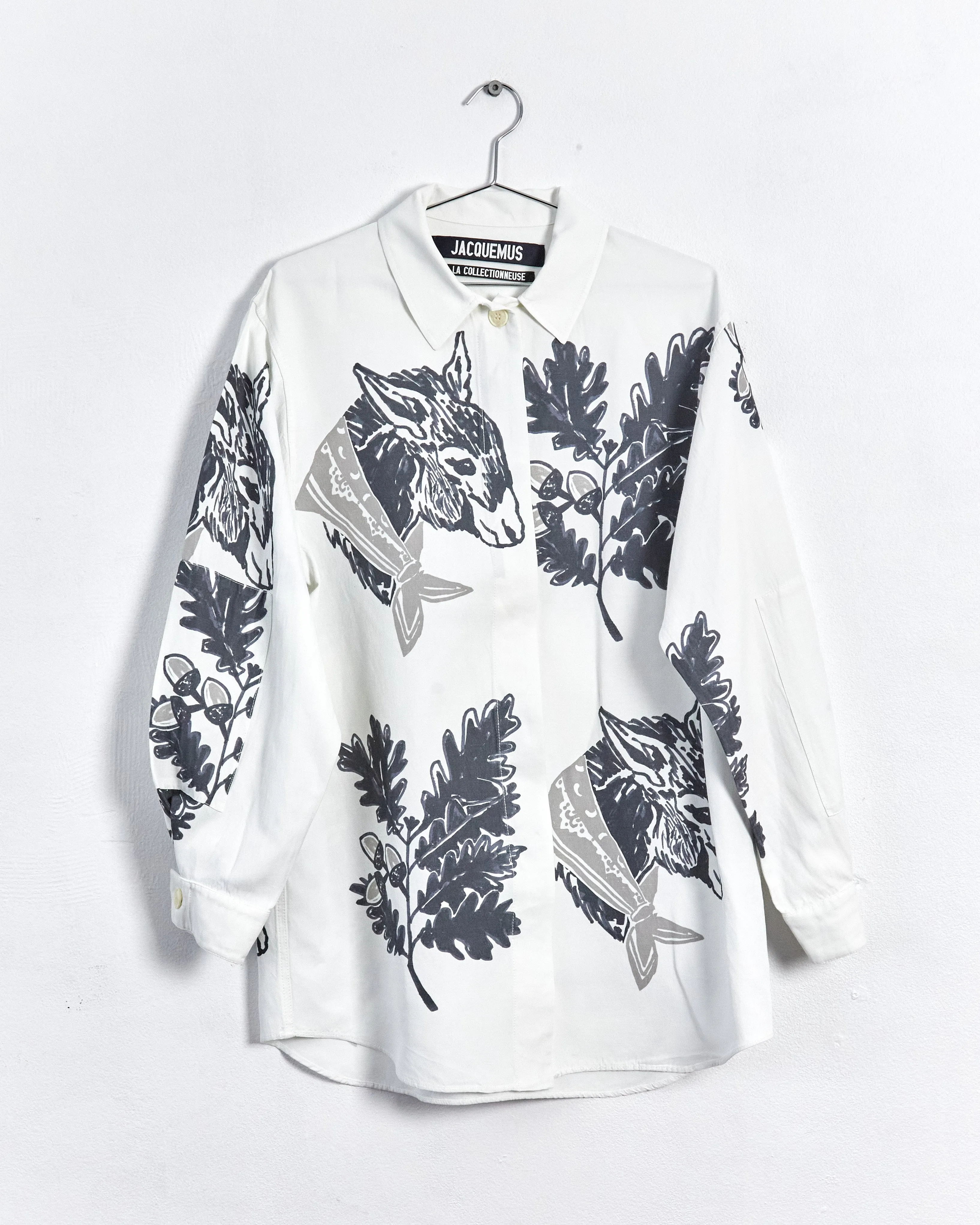 Jacquemus 'la collectionneuse' goat print shacket, white, 10