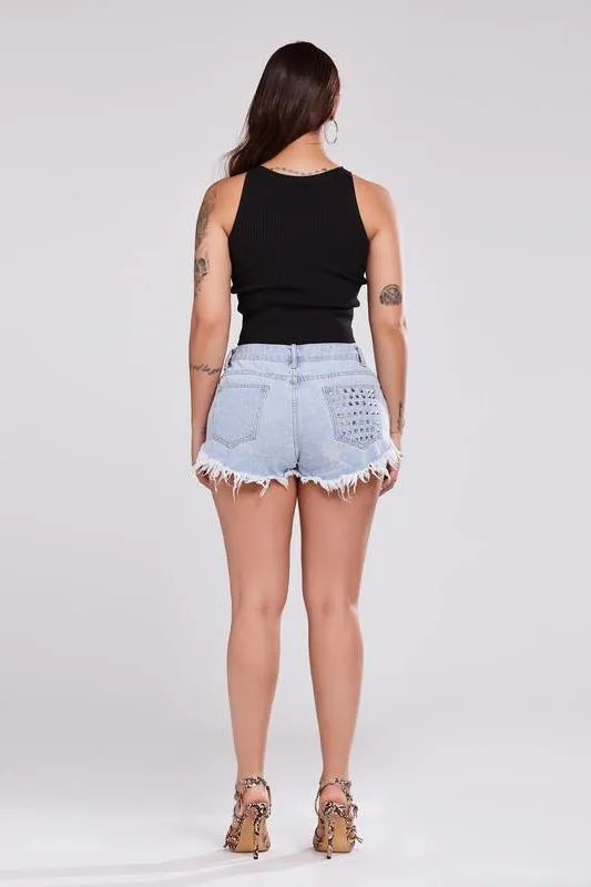 Jean Punk Rivet Shorts