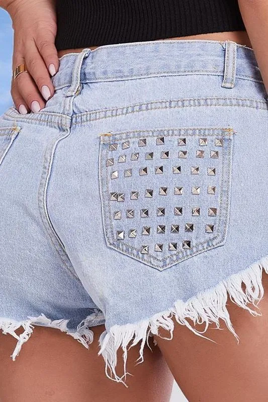 Jean Punk Rivet Shorts