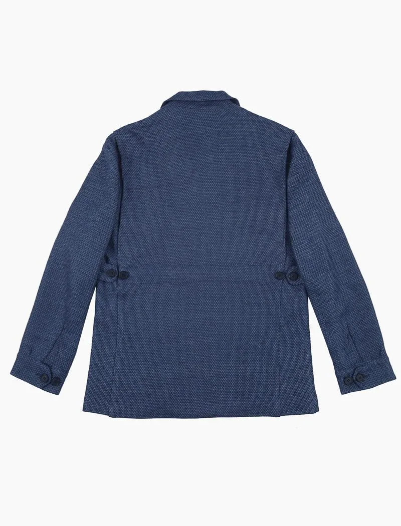 Jeans Blue Textured Jersey Cotton & Linen Shacket