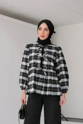 Kara Outer - Broken White - Outer Blouse Wanita Bahan Flanel Aksen Tali - OJ2240070