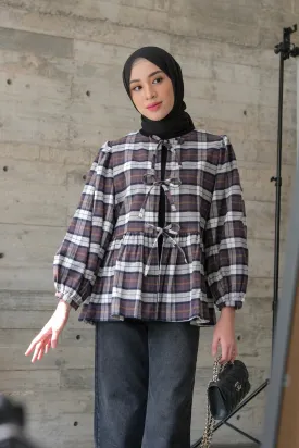 Kara Outer - Hemlock - Outer Blouse Wanita Bahan Flanel Aksen Tali - OJ2240340