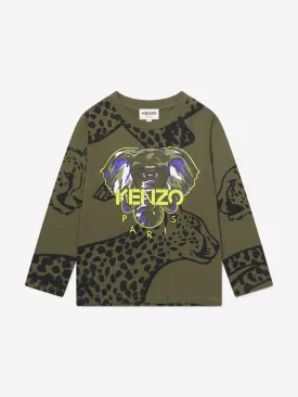 KENZO Boys Organic Cotton Long Sleeve Elephant T-Shirt