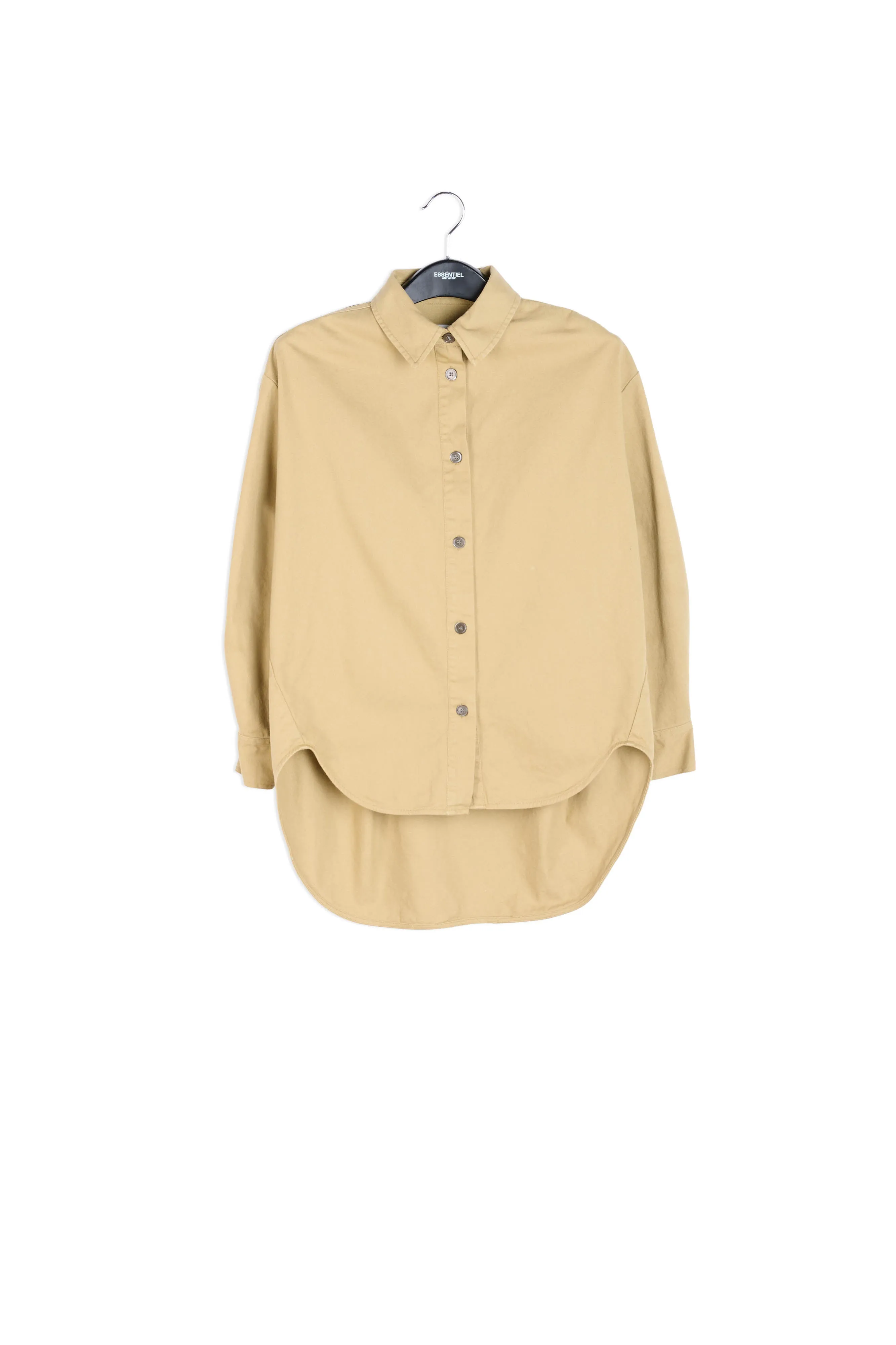 Khaki cotton shirt with bead embroidery