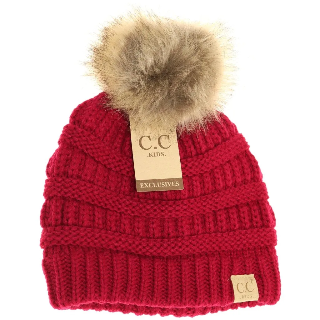 KIDS FUR POM CC BEANIE