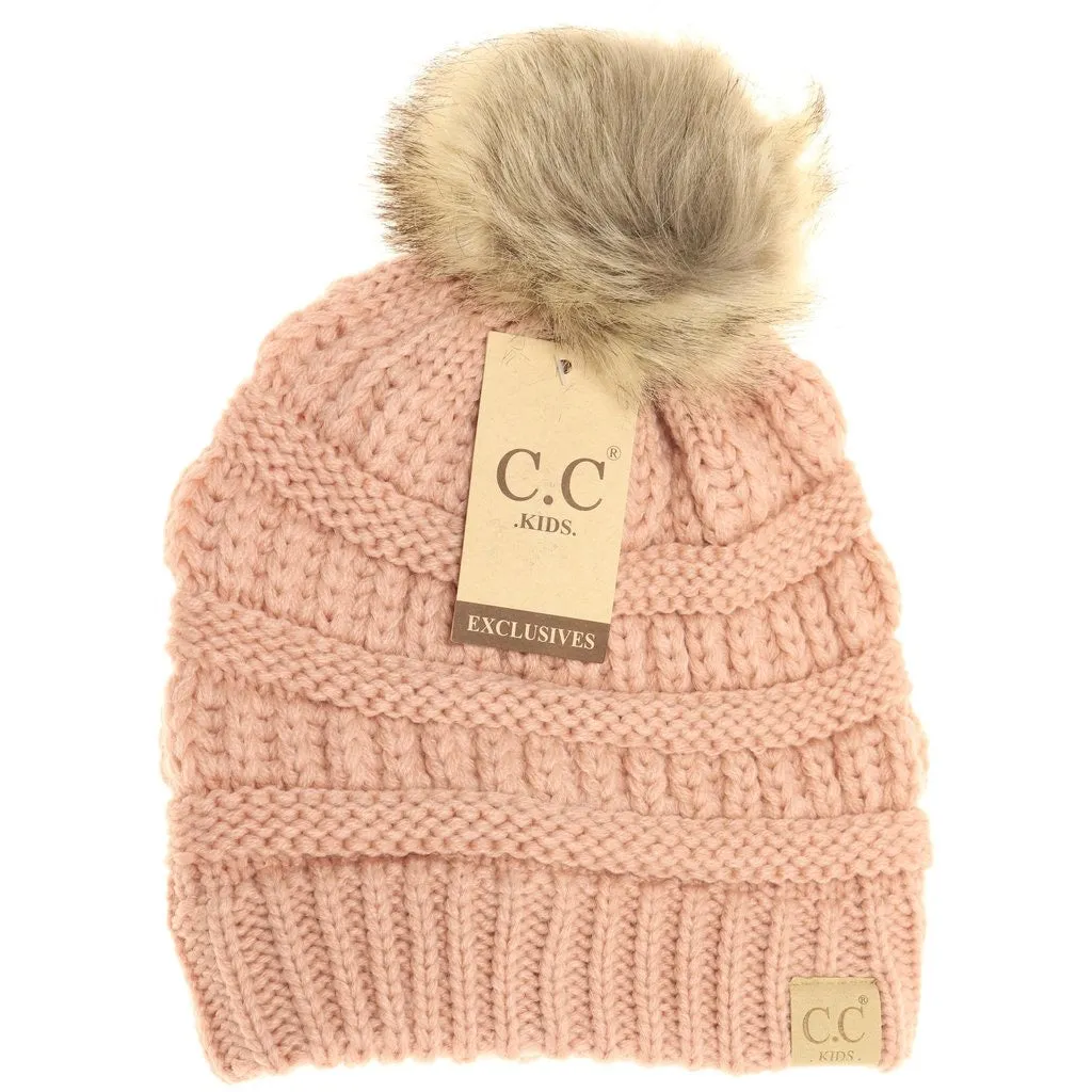 KIDS FUR POM CC BEANIE