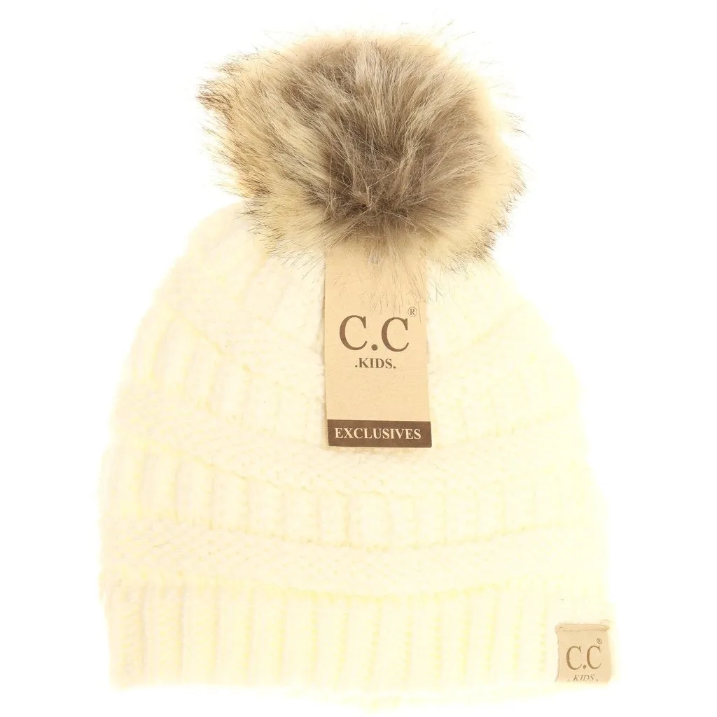 KIDS FUR POM CC BEANIE