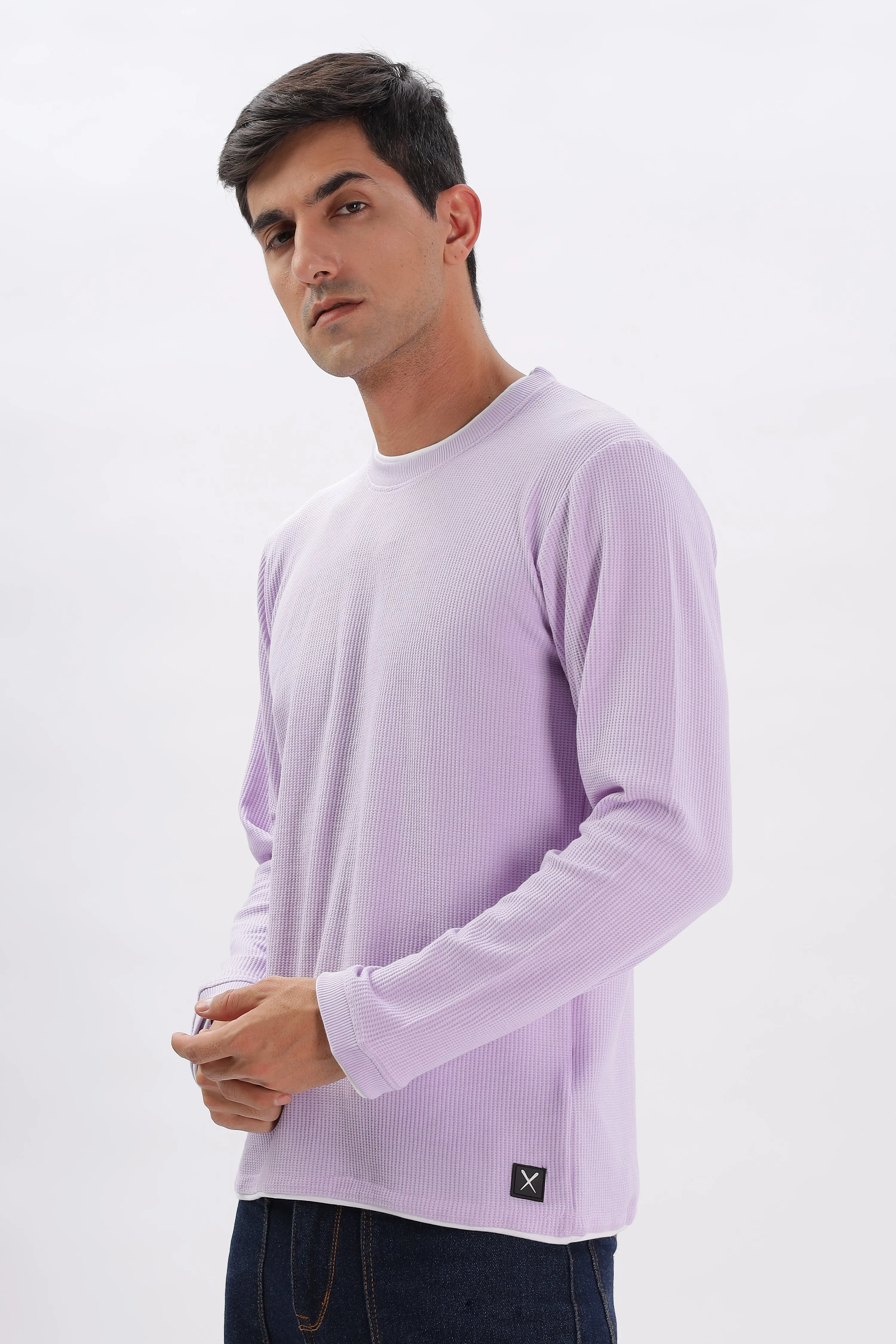 Knitted Full Sleeve T-Shirt: Lavendar