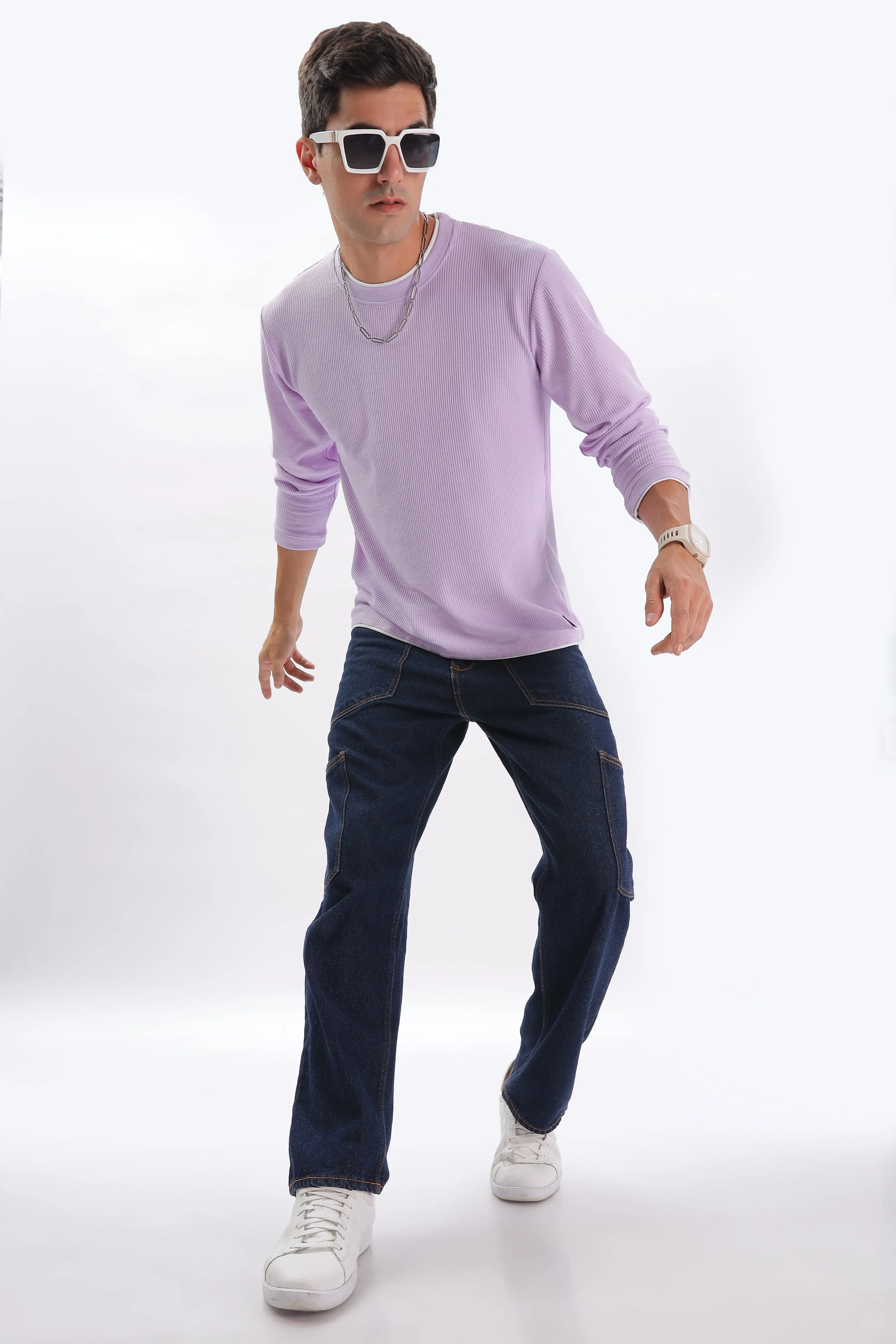 Knitted Full Sleeve T-Shirt: Lavendar