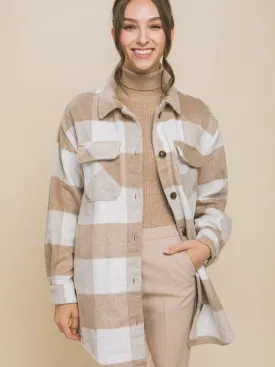 Laid Back Style Plaid Shacket with Front Pockets