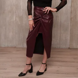 Late Night Faux Leather Midi Skirt