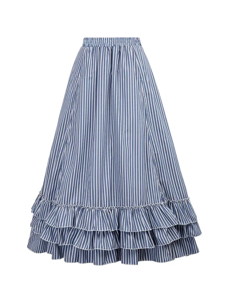 Layered Ruffled Hem Adjustable A-Line Skirt