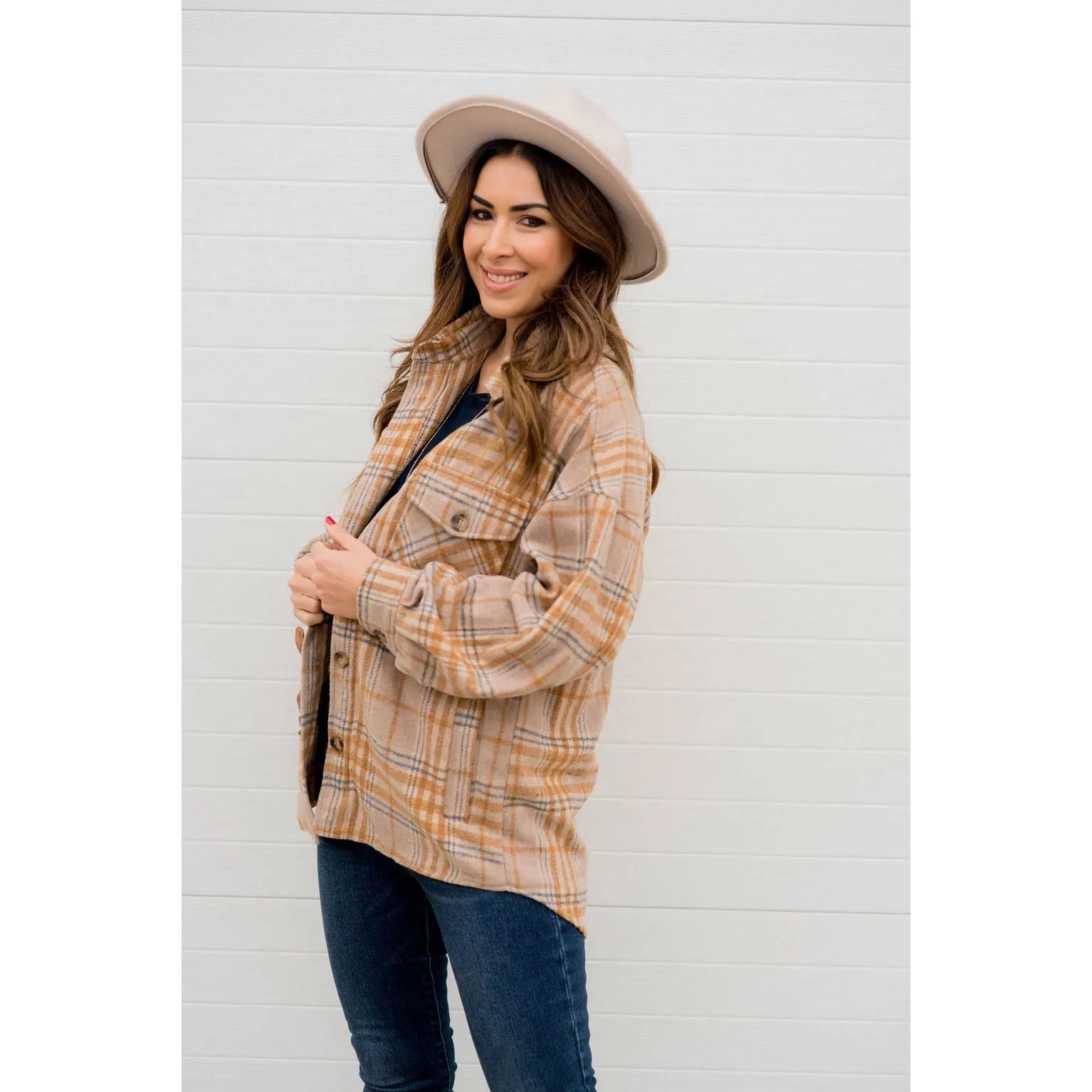 Lazy Days Neutral Toned Plaid Shacket