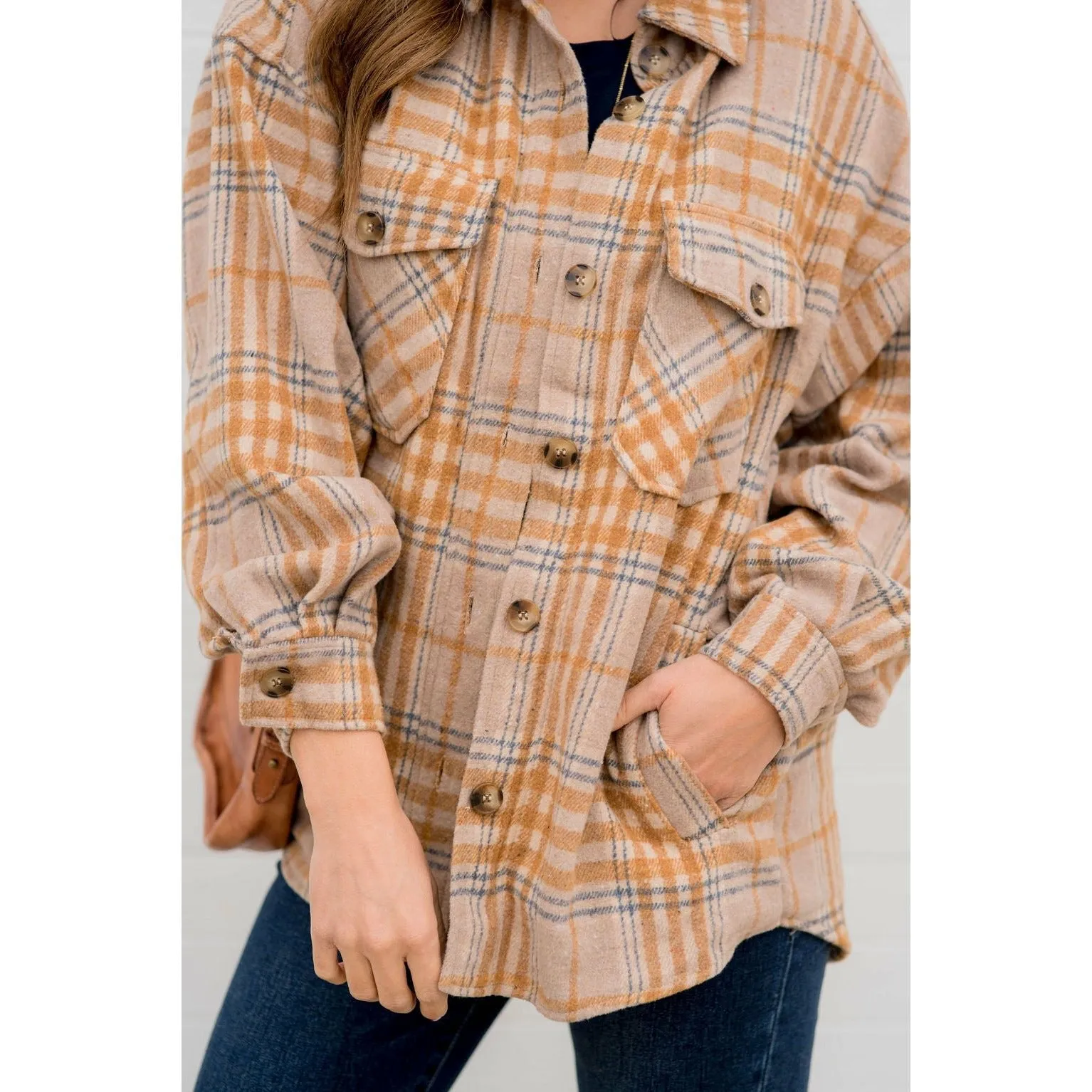 Lazy Days Neutral Toned Plaid Shacket