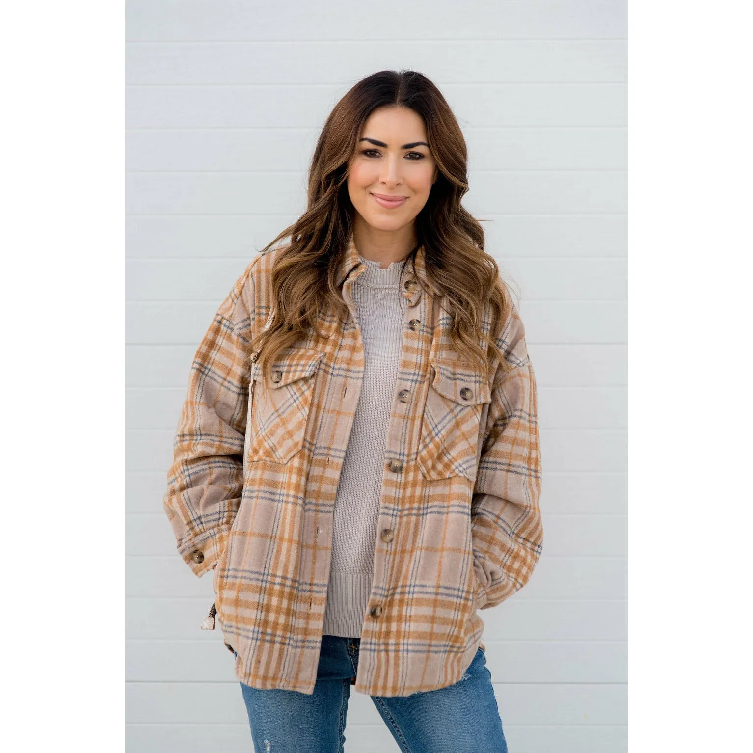 Lazy Days Neutral Toned Plaid Shacket