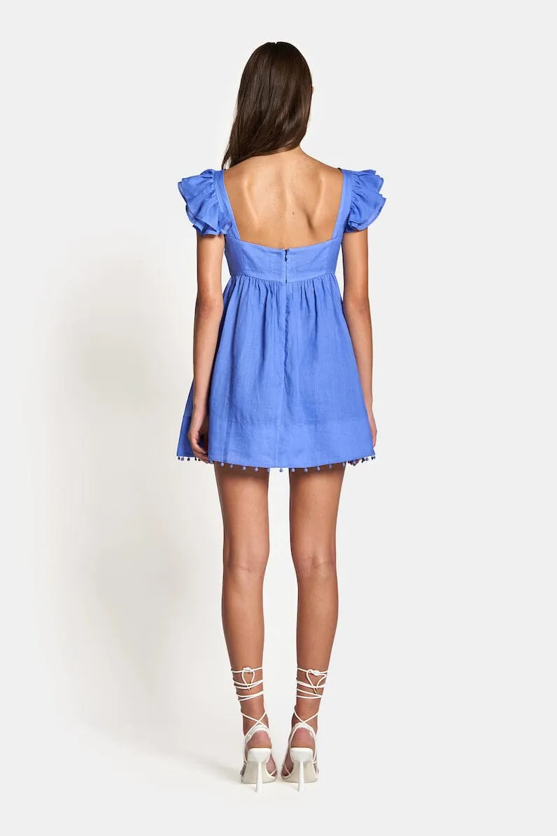 LUNA BABYDOLL FRILL MINI DRESS - Royal Blue