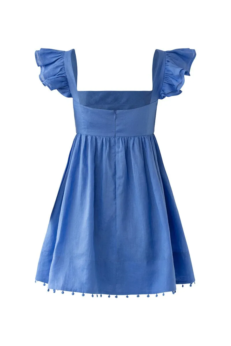 LUNA BABYDOLL FRILL MINI DRESS - Royal Blue