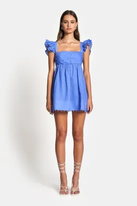 LUNA BABYDOLL FRILL MINI DRESS - Royal Blue