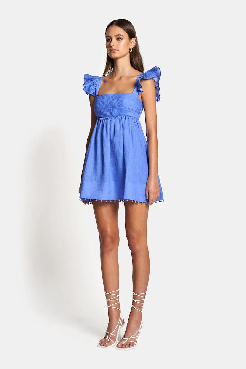 LUNA BABYDOLL FRILL MINI DRESS - Royal Blue