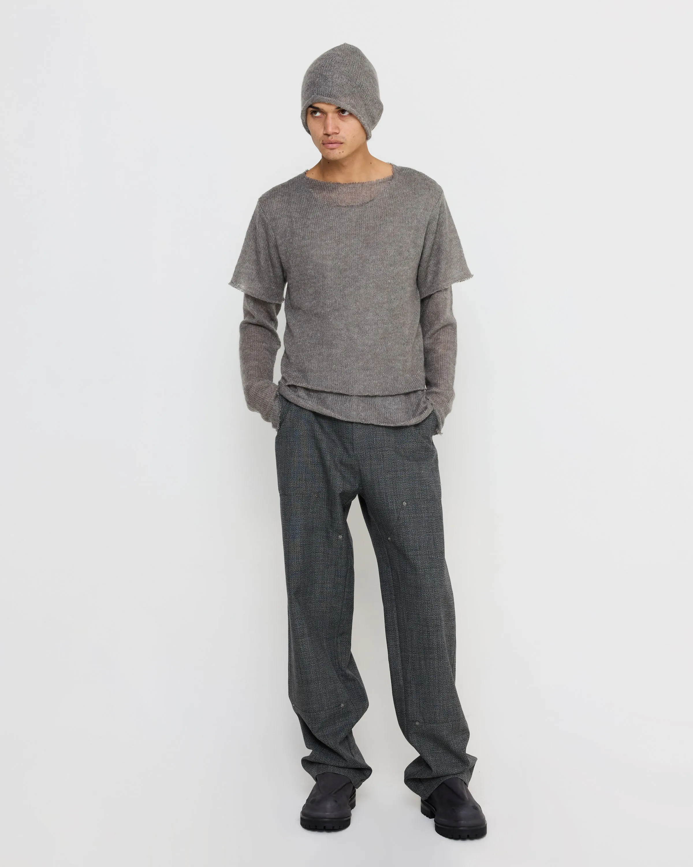 Lurex Mohair Layering Tee in Silver