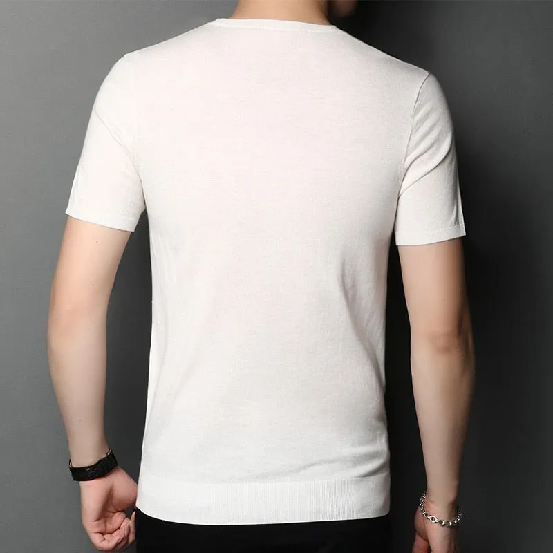 Luxury V-Neck Wool T-Shirt for Men