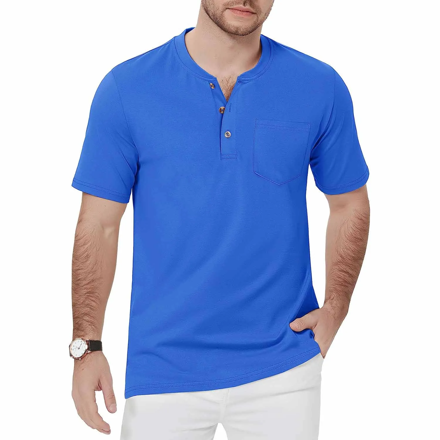 Men's Henley Lands End Sun Protection Shirts Short Sleeve Slim Fit Lands End Sun Protection Shirts