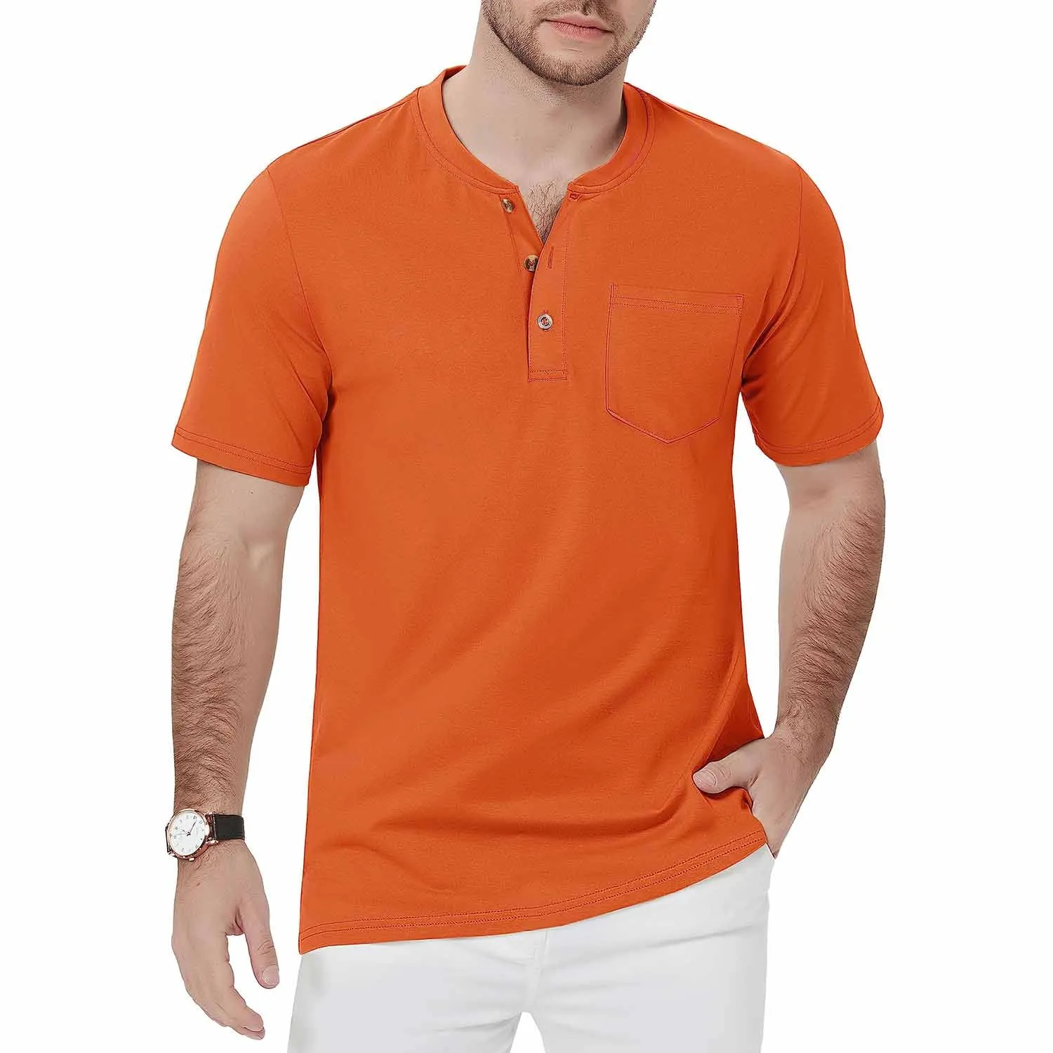 Men's Henley Lands End Sun Protection Shirts Short Sleeve Slim Fit Lands End Sun Protection Shirts