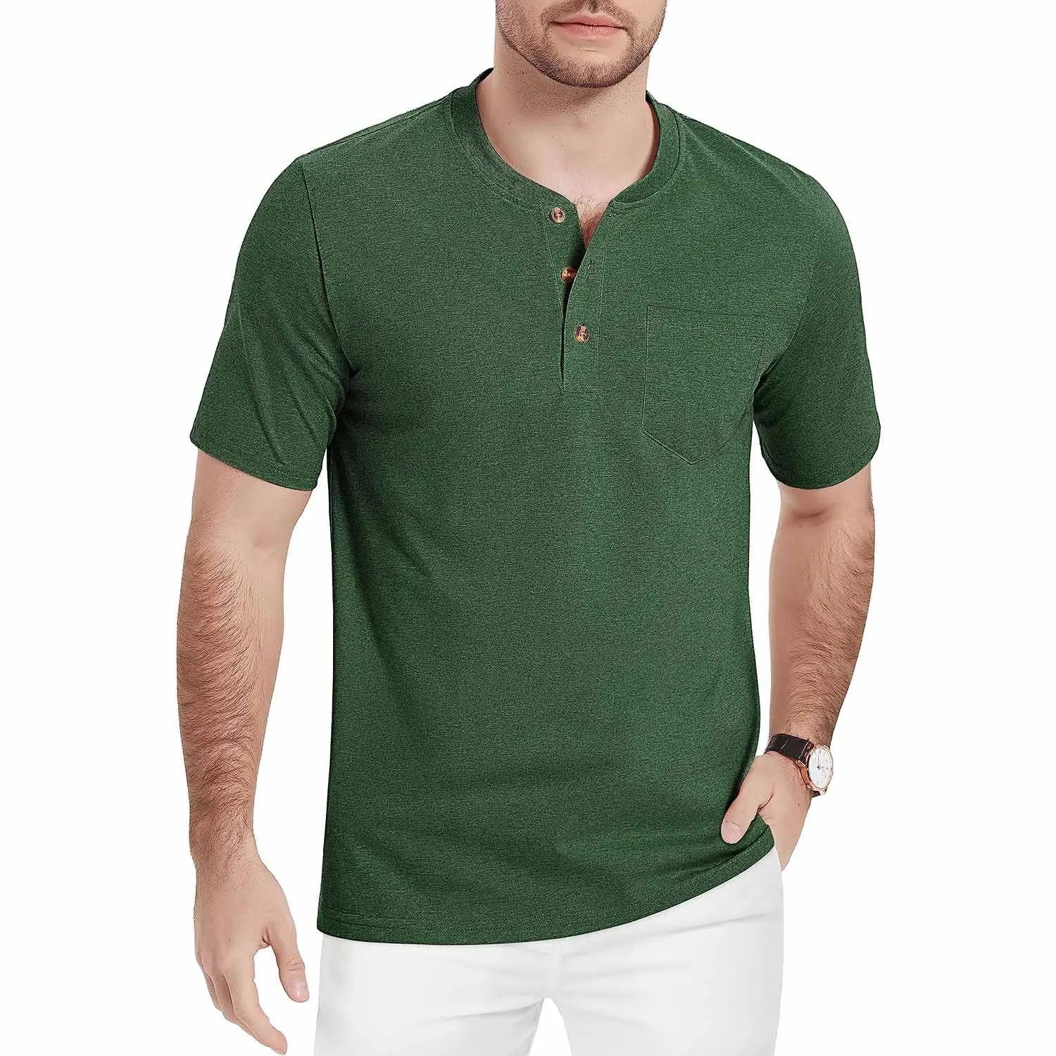 Men's Henley Lands End Sun Protection Shirts Short Sleeve Slim Fit Lands End Sun Protection Shirts