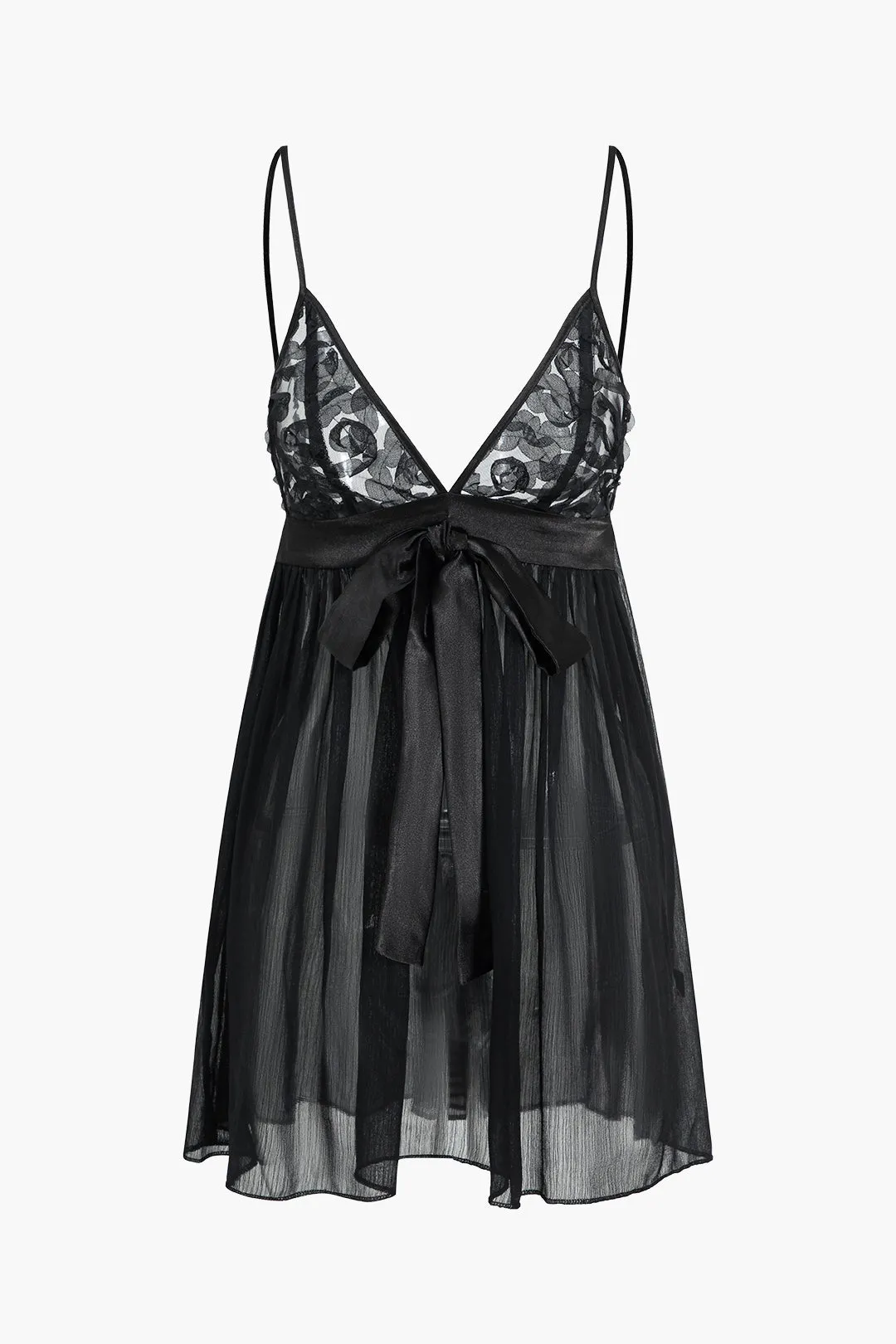 Mesh Knotted Backless Slip Night Dress