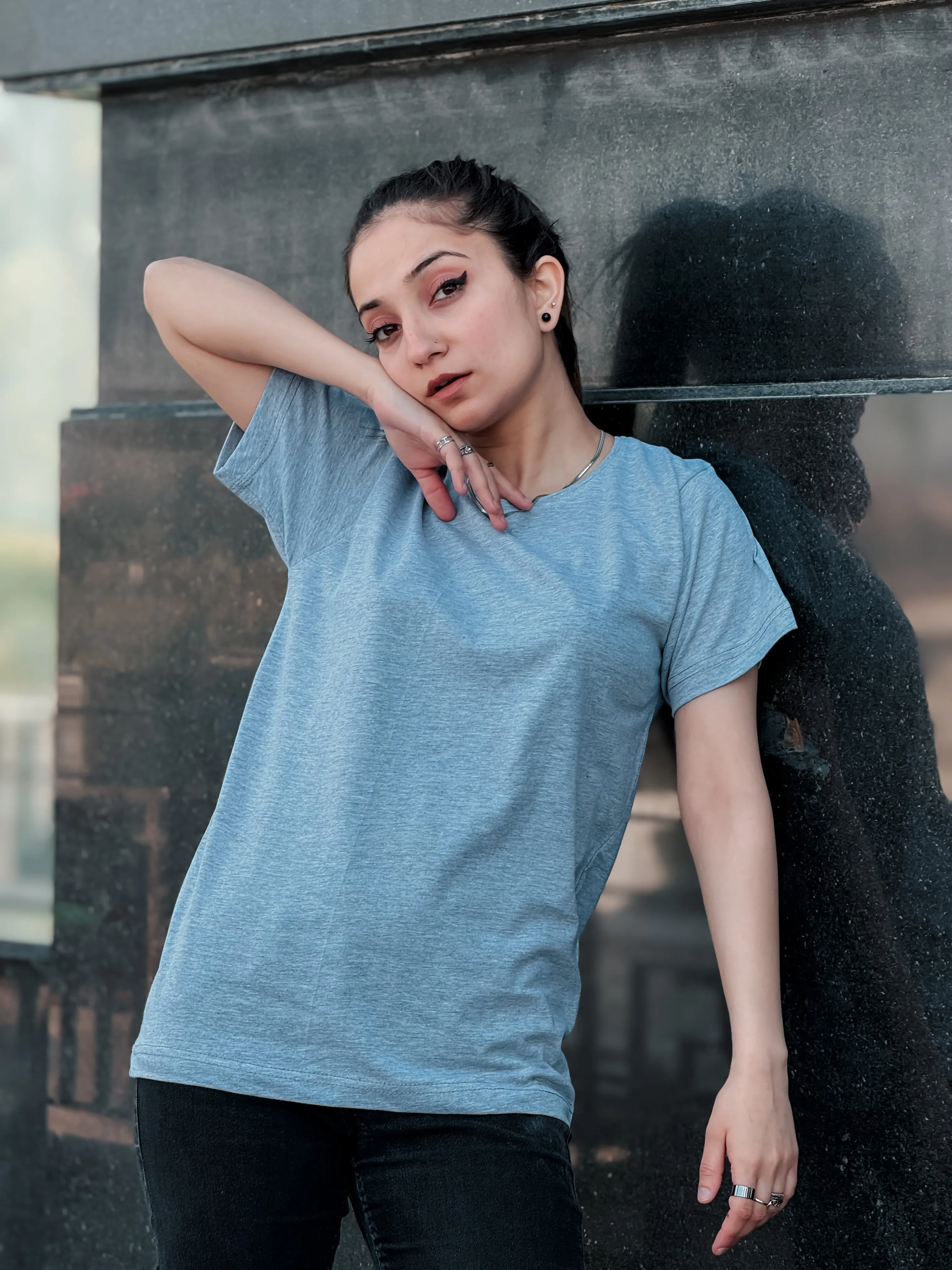 Misty Grey Monochrome T-Shirt For Her