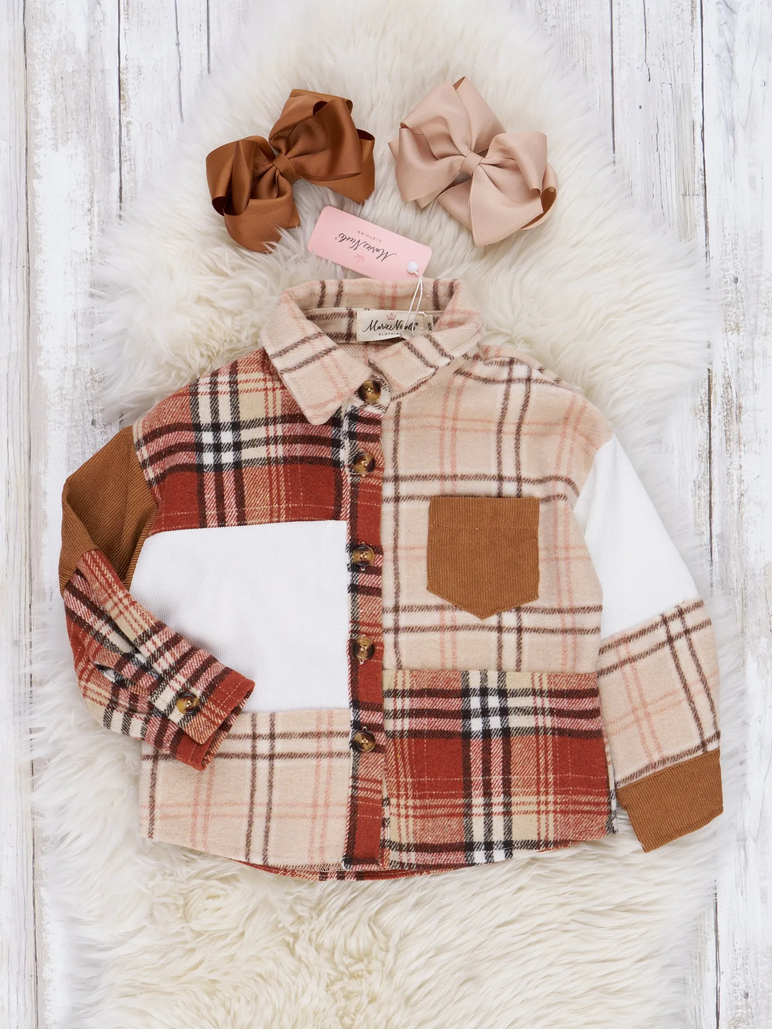 Mom & Me Brown & Beige Plaid Shacket