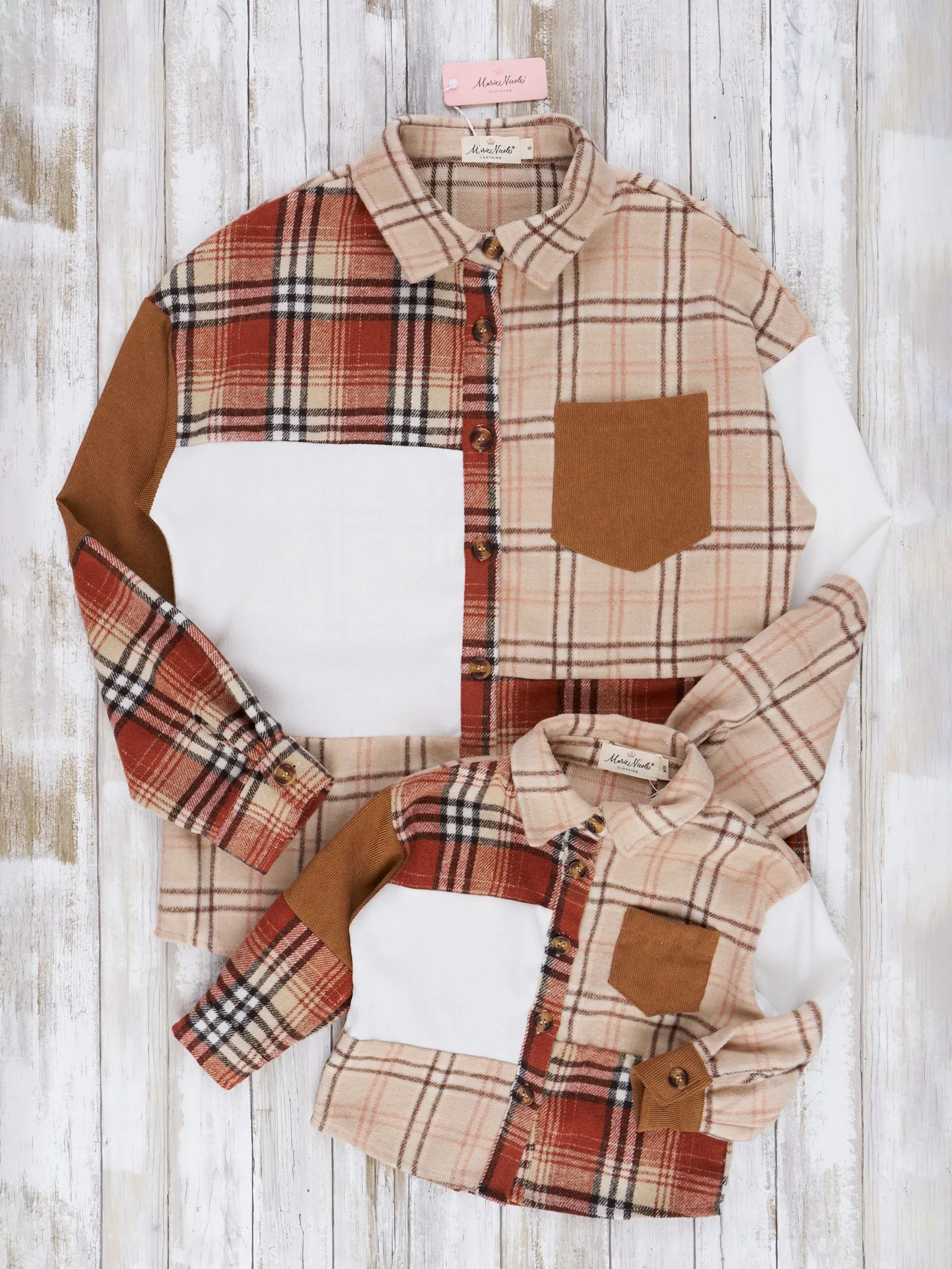 Mom & Me Brown & Beige Plaid Shacket