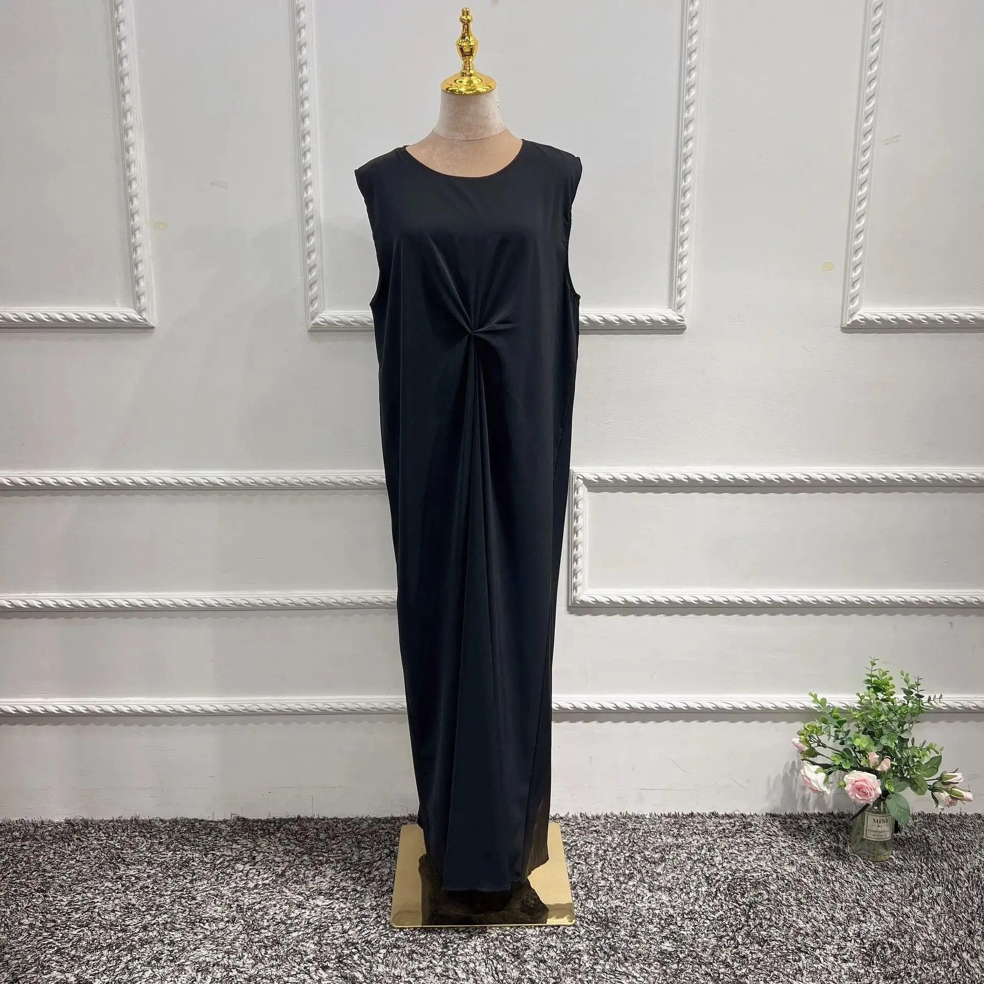 Muslim Women's Sleeveless Satin Slip Dress - Abaya Underdress & Inner Slip