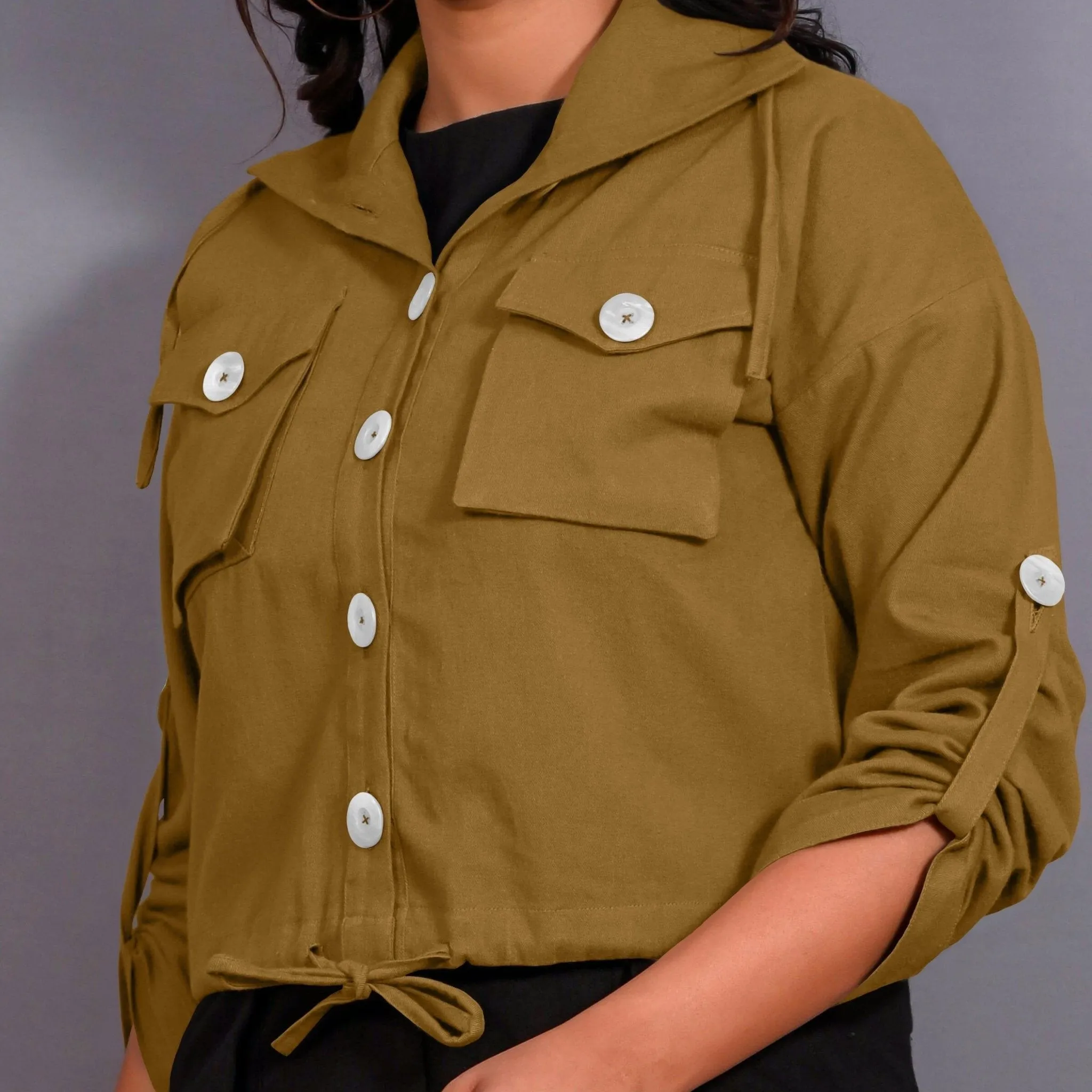 Mustard Warm Cotton Flannel Button-Down Shacket