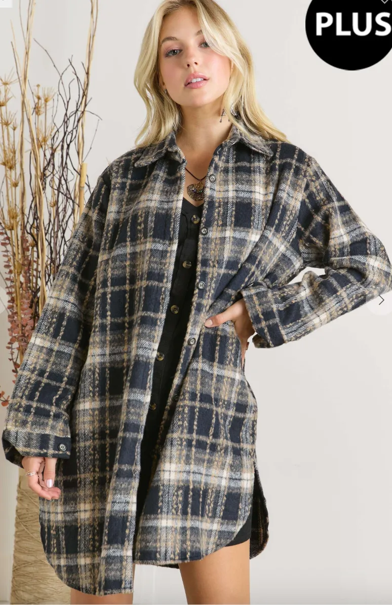 Navy Mix Plaid Shacket