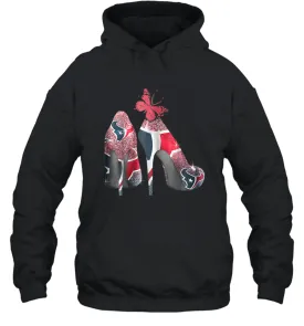 NFL Houston Texans High Heel Butterfly Rhinestone Tide Hoodie