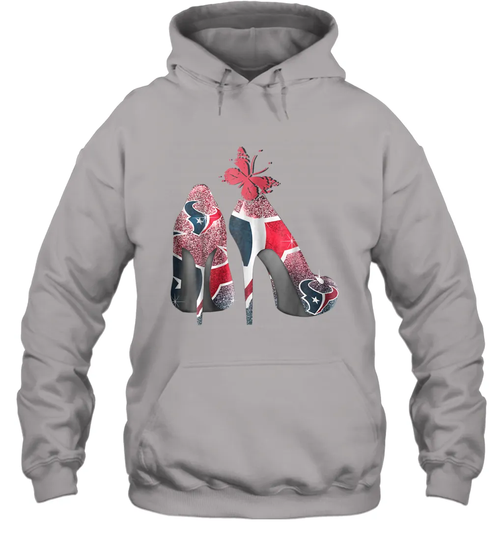 NFL Houston Texans High Heel Butterfly Rhinestone Tide Hoodie