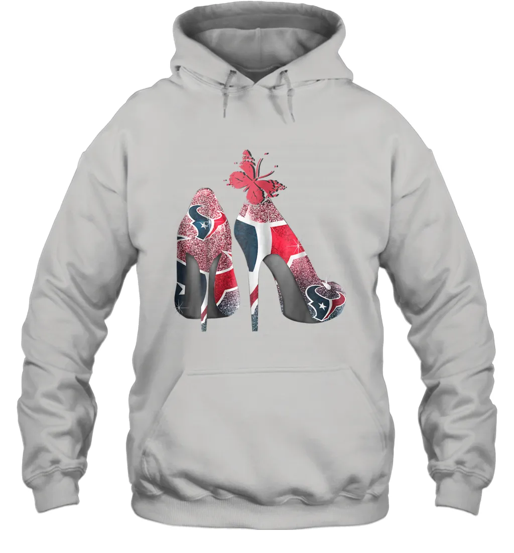 NFL Houston Texans High Heel Butterfly Rhinestone Tide Hoodie