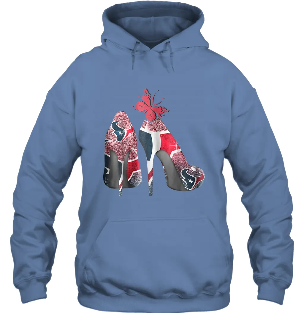 NFL Houston Texans High Heel Butterfly Rhinestone Tide Hoodie