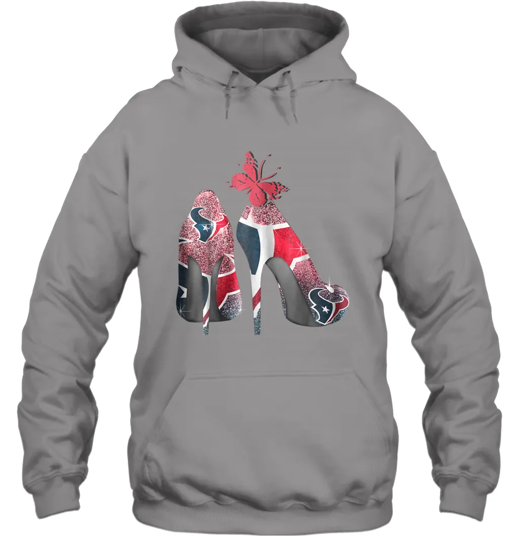 NFL Houston Texans High Heel Butterfly Rhinestone Tide Hoodie