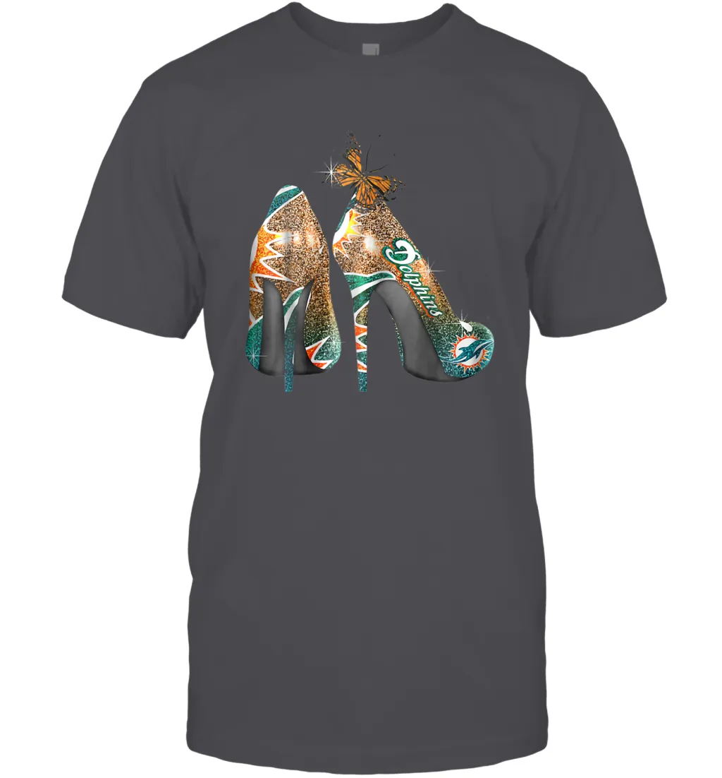 NFL Miami Dolphins High Heel Butterfly Rhinestone Tide Men's T-Shirt