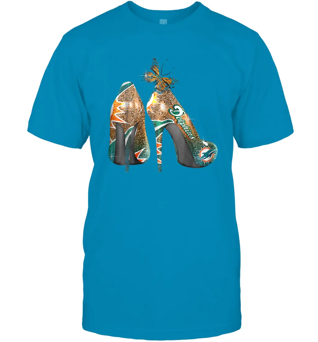 NFL Miami Dolphins High Heel Butterfly Rhinestone Tide Men's T-Shirt