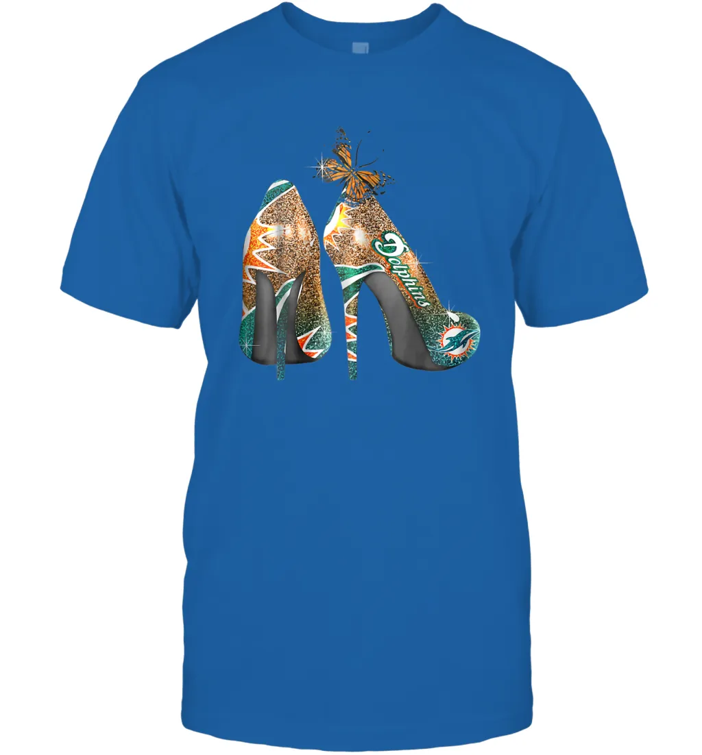 NFL Miami Dolphins High Heel Butterfly Rhinestone Tide Men's T-Shirt