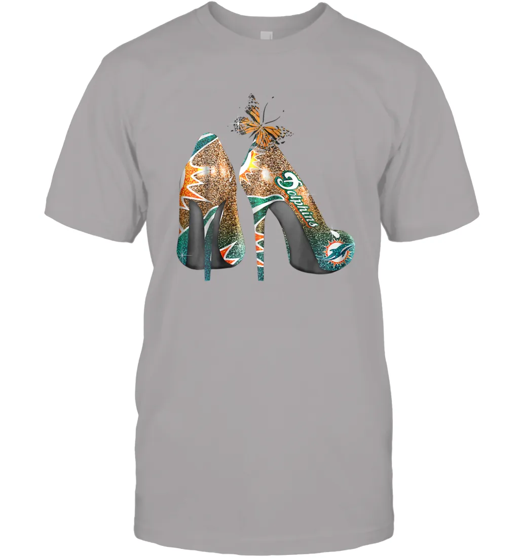 NFL Miami Dolphins High Heel Butterfly Rhinestone Tide Men's T-Shirt