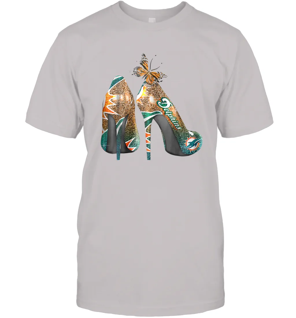 NFL Miami Dolphins High Heel Butterfly Rhinestone Tide Men's T-Shirt