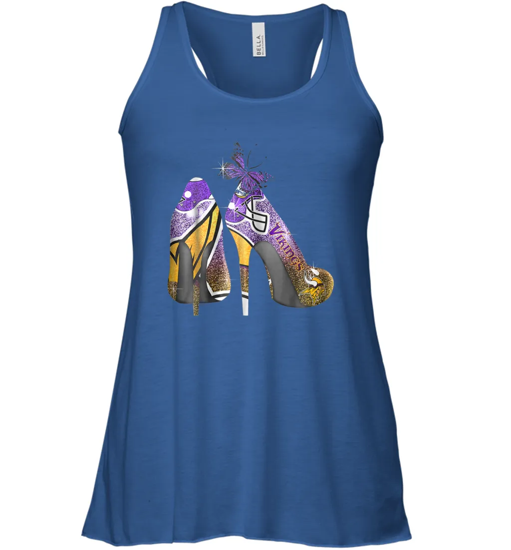 NFL Minnesota Vikings High Heel Butterfly Rhinestone Tide Racerback Tank